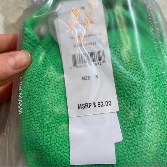 PQ PILYQ SWIM ANTHROPOLOGIE kiwi reef green ring side bikini top - Picture 7 of 8